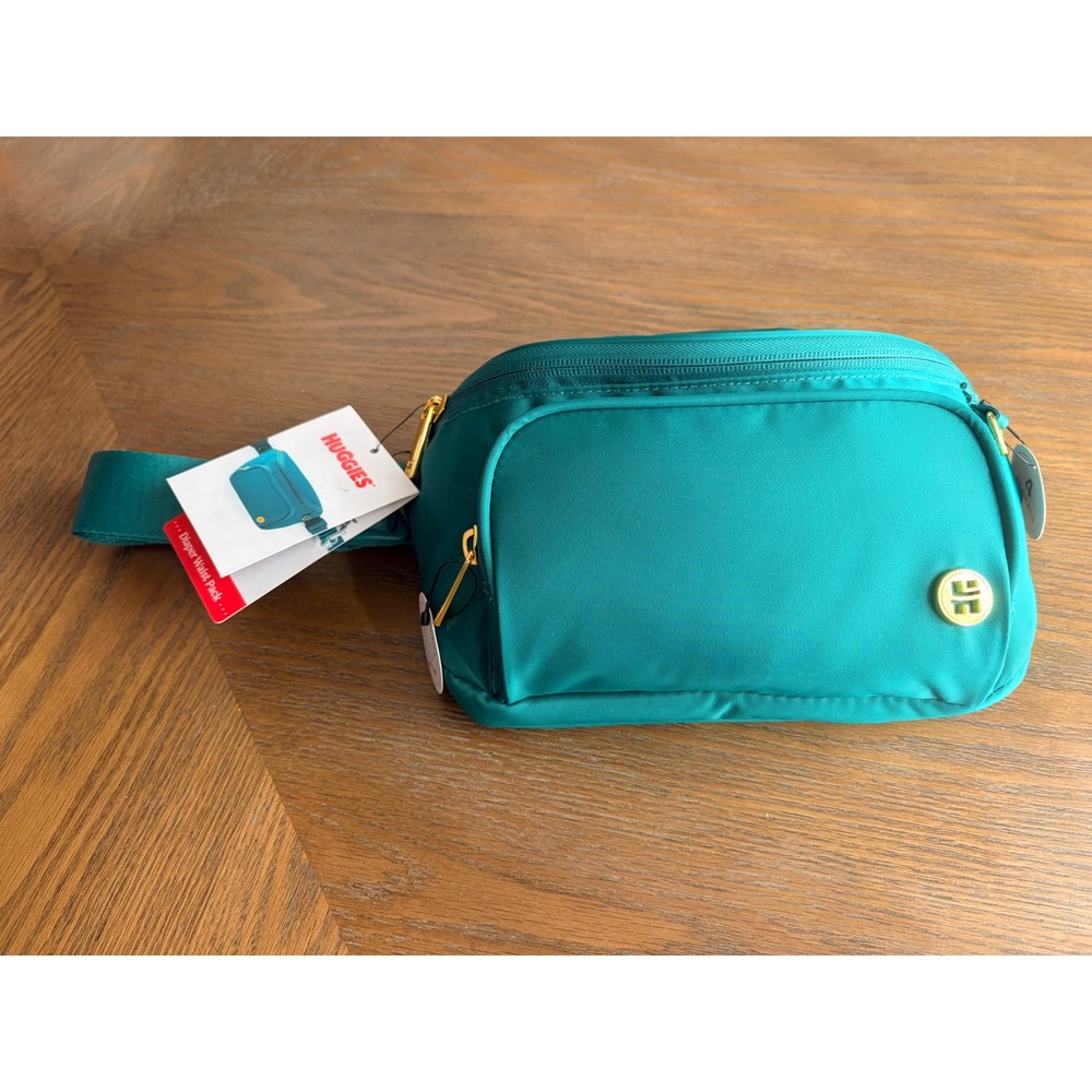Huggies Diaper Waist Pack Teal Green Nylon Belt Bag with Changing Pad NWT